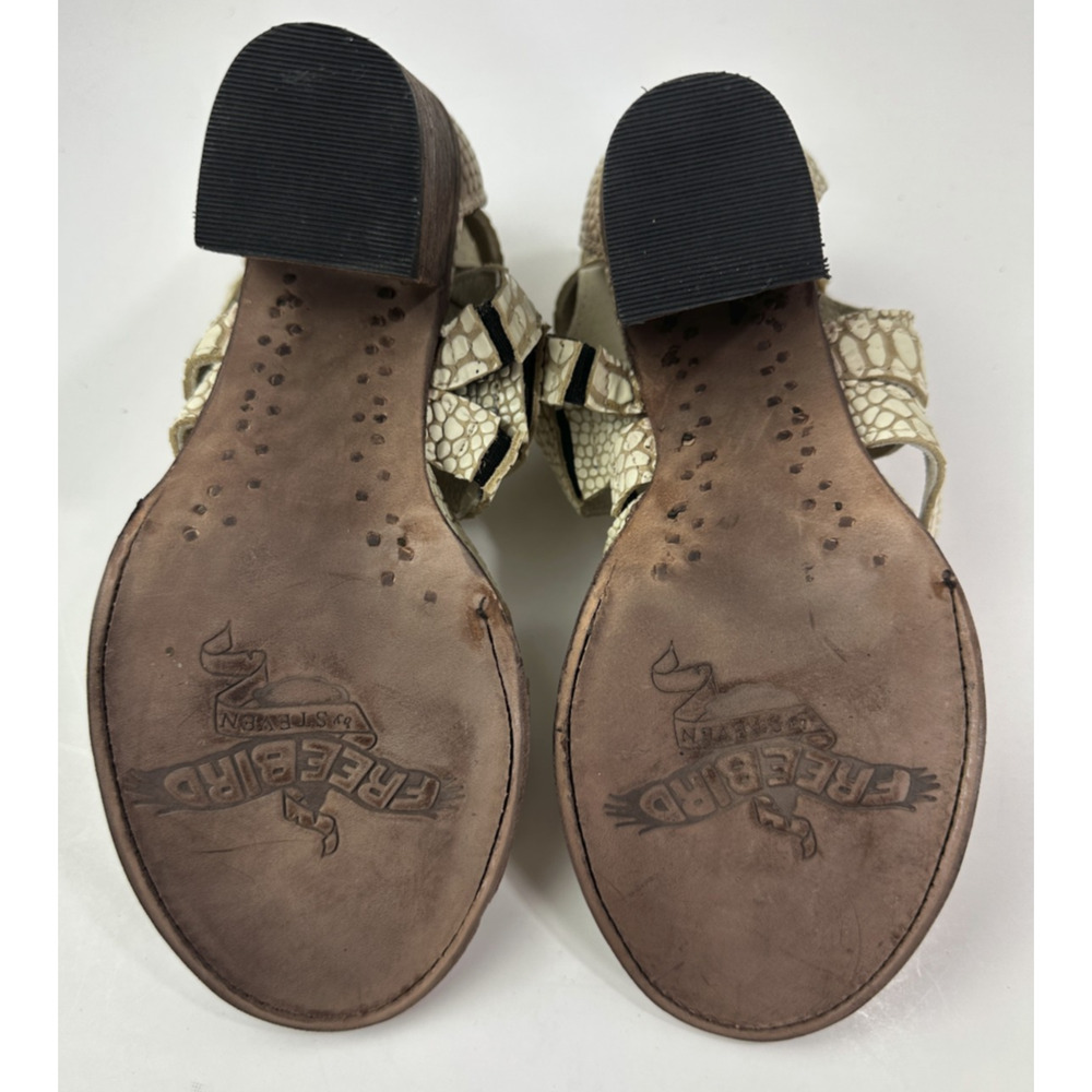 Freebird by Steven Rare Claw Python Snake Heel Sandals Strappy Cream Size 7 EUC - Picture 15 of 16